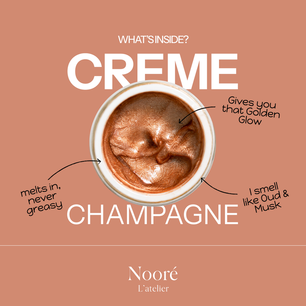 Champagne body shimmer glow – Nooré L'atelier